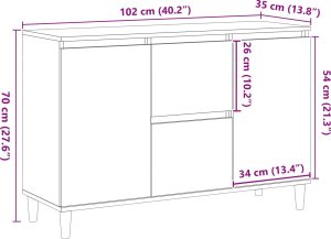 vidaXL Szafka Czarny dąb Lite drewno dębowe 103.7x35x70 10