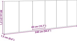 vidaXL Wezgłowie Wall Czarny dąb Drewno inżynieryjne 240 x 1.5 x 80 cm 8