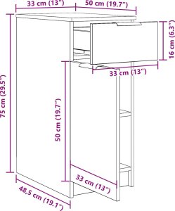 vidaXL Szafka biurkowa Czarny dąb Średnia 10