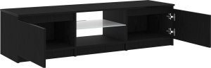 vidaXL Szafka pod telewizor Czarna dębowa Lite drewno dębowe 4