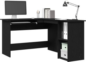 vidaXL Biurko Narożne Czarne Dębowe Drewno inżynieryjne 140x120x75 cm 2