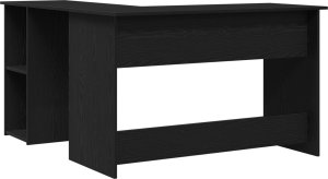 vidaXL Biurko Narożne Czarne Dębowe Drewno inżynieryjne 140x120x75 cm 6