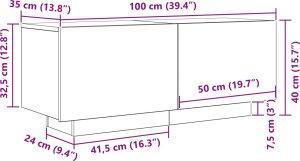 vidaXL szafka RTV czarny dąb płyta wiórowa 100 x 35 x 40 cm 10