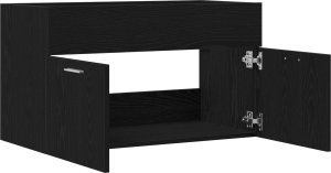 vidaXL Kabinet z Umywalką Łazienkową Czarny dąb Drewno inżynieryjne 5