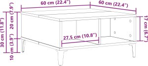 vidaXL Stolik kawowy Stare drewno Drewno Średni Przechowywanie 10