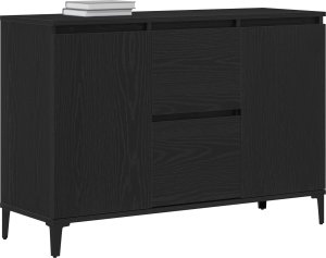 vidaXL Bufet Czarny dąb Lite drewno dębowe, stal malowana proszkowo Średni 2