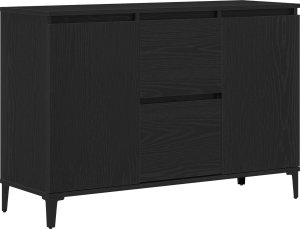 vidaXL Bufet Czarny dąb Lite drewno dębowe, stal malowana proszkowo Średni 3