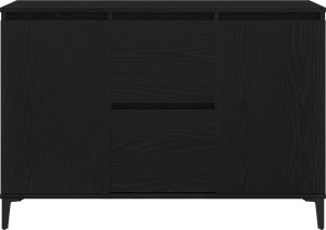 vidaXL Bufet Czarny dąb Lite drewno dębowe, stal malowana proszkowo Średni 7