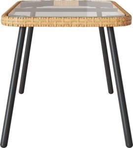 vidaXL Stolik kawowy Brązowy, Czarny, Przezroczysty Rattan PE, Szkło, Stal 7