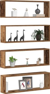vidaXL Półka Ścienna Zestaw 4 Stare drewno Materiał drewnopochodny 2
