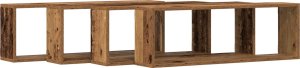 vidaXL Półka Ścienna Zestaw 4 Stare drewno Materiał drewnopochodny 5