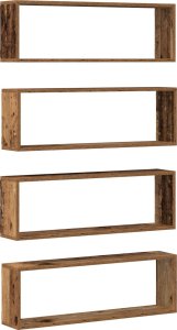 vidaXL Półka Ścienna Zestaw 4 Stare drewno Materiał drewnopochodny 6