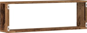 vidaXL Półka Ścienna Zestaw 4 Stare drewno Materiał drewnopochodny 7