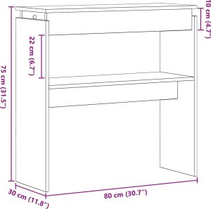 vidaXL Stół konsolowy Czarny dąb Drewno 80 x 30 x 80 cm 9