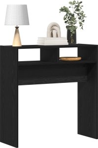 vidaXL Stół konsolowy Czarny dąb 78 x 30 x 80 cm 2