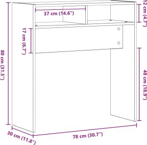 vidaXL Stół konsolowy Czarny dąb 78 x 30 x 80 cm 9