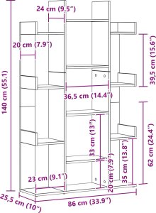 vidaXL Regał Czarny dąb Średni Minimalistyczny 9