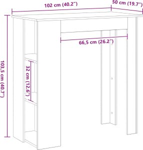vidaXL Stół Barowy Czarny Dąb Drewno Średni Stół Barowy Prostokątny 9