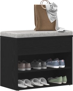 vidaXL Ławka na buty Czarny dąb 60 x 30 x 45 cm 2