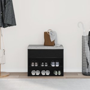 vidaXL Ławka na buty Czarny dąb 60 x 30 x 45 cm 4