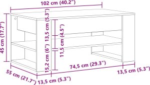 vidaXL Stolik Kawowy Czarny Dąb 9