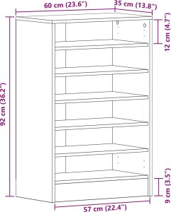 vidaXL Kabinet na buty Czarny dąb 9
