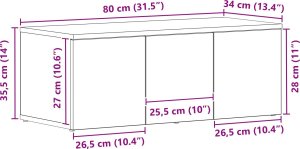 vidaXL szafka RTV Czarny Dąb Drewno Średnia Szafka RTV Prostokątna 10