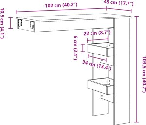 vidaXL Stół barowy Czarny dąb Drewno Standardowy Trwały Stół barowy 9