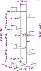 vidaXL Regał Czarny dąb Drewno inżynieryjne 48 x 25.5 x 140 cm 9