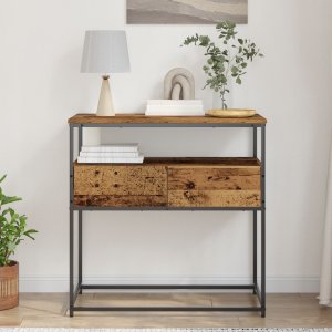 vidaXL Stolik Konsolowy Stare drewno Drewno, Metal 75 x 40 x 75 cm 3