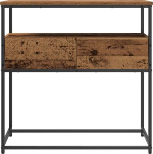 vidaXL Stolik Konsolowy Stare drewno Drewno, Metal 75 x 40 x 75 cm 5