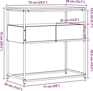 vidaXL Stolik Konsolowy Stare drewno Drewno, Metal 75 x 40 x 75 cm 8