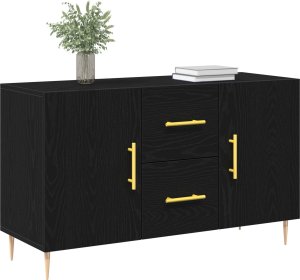 vidaXL Sideboard Czarny dąb Lite drewno dębowe Średni 2