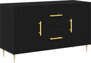vidaXL Sideboard Czarny dąb Lite drewno dębowe Średni 3