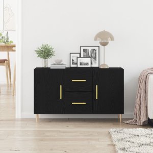 vidaXL Sideboard Czarny dąb Lite drewno dębowe Średni 4