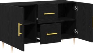 vidaXL Sideboard Czarny dąb Lite drewno dębowe Średni 5