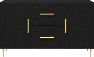 vidaXL Sideboard Czarny dąb Lite drewno dębowe Średni 7