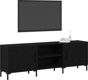 vidaXL Szafka RTV Czarny dąb Drewno inżynieryjne Standard Magazyn 2