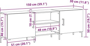 vidaXL Szafka RTV Czarny dąb Drewno inżynieryjne Standard Magazyn 10