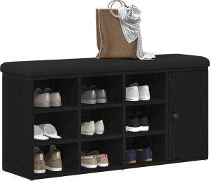 vidaXL Ławka na buty Czarny dąb Płyta wiórowa, Poliester Średni 2