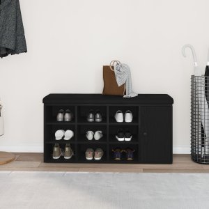 vidaXL Ławka na buty Czarny dąb Płyta wiórowa, Poliester Średni 4