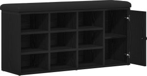 vidaXL Ławka na buty Czarny dąb Płyta wiórowa, Poliester Średni 5