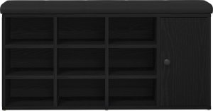 vidaXL Ławka na buty Czarny dąb Płyta wiórowa, Poliester Średni 6