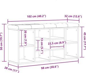 vidaXL Ławka do przechowywania Czarny dąb Drewno kompozytowe, pianka 9