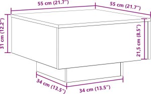 vidaXL Stolik kawowy Czarny dąb 55 x 55 x 31 cm 9