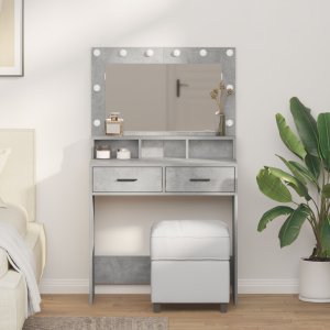 vidaXL Szara betonowa Płyta wiórowa 79 x 41 x 135 cm Lustro 1