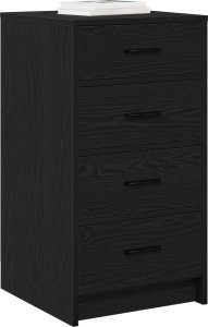 vidaXL Czarny dąb Drewno inżynieryjne Średni Nowoczesny boczny stół 2