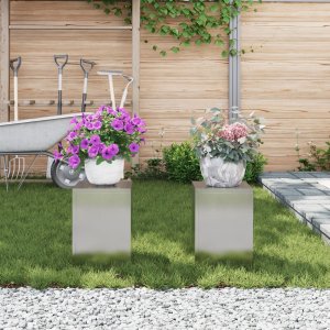 vidaXL Stojaki na rośliny Zestaw 2 Srebrny Stal nierdzewna 4