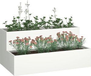 vidaXL Skrzynka na rośliny ogrodowe Biała Plastikowa 100 x 60 x 45 cm 2