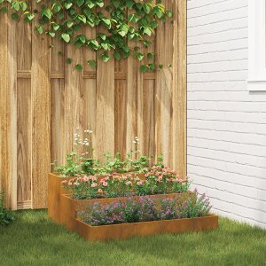 vidaXL Donica ogrodowa Rustykalna Stal odporna 90 x 90 x 35 cm Donice 1